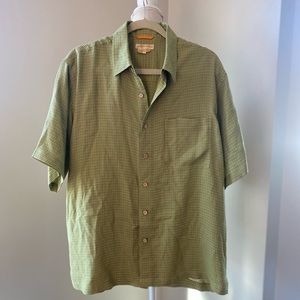 EUC Royal Robbins Olive Green Plaid Camp Shirt